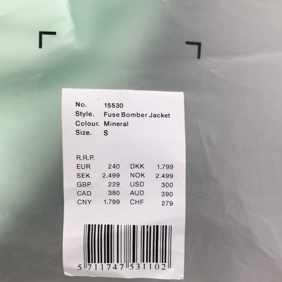 Rains Fuse Bomber Jacket in the color Mineral  Unisex New - Picture 11 of 13